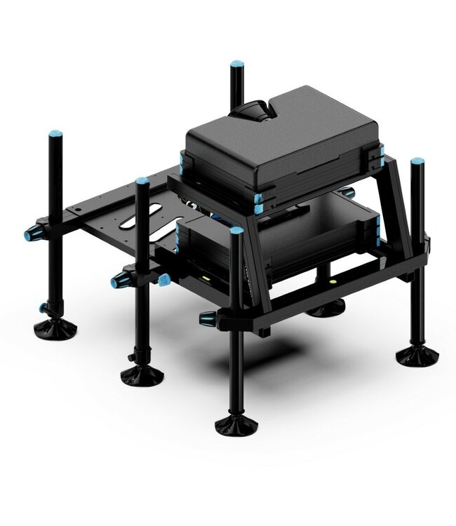 Garbolino Station D36 Competition 800 Full Black – Station de Compétition Modulaire avec 6 Pieds D36 Noirs, Châssis Spider, Casiers AIRVENT et Repose-Pieds Coulissant