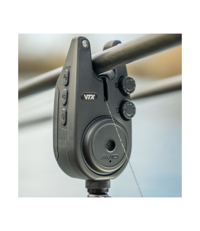 Avid Carp VTX Bite Alarm Set – Komplettes Funk-Bissanzeiger-Set mit 150m Reichweite, 8 Sensibilitätsstufen, Anti-Theft Alert und Receiver