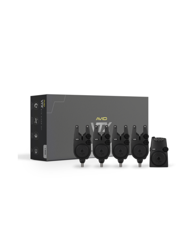 Avid Carp VTX Bite Alarm Set – Coffret Détecteurs Sans Fil avec Portée 150m, 8 Sensibilités, Anti-Theft Alert et Centrale