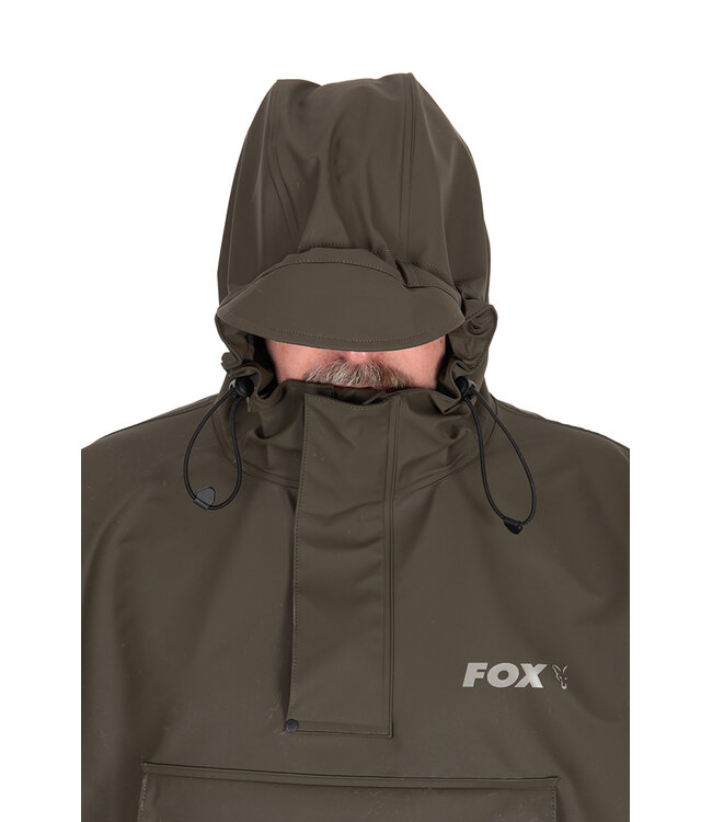 Fox Khaki Poncho One Size – Weiter wasserdichter Regenponcho mit verschweißten Nähten, Sturmklappen und Brusttasche