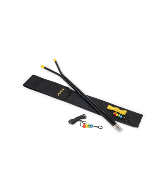 Avid Carp All-Terrain Yard Sticks – Geanodiseerde Aluminium Distance Sticks met RVS Boorpunten, T-Bar en Meetkoorden