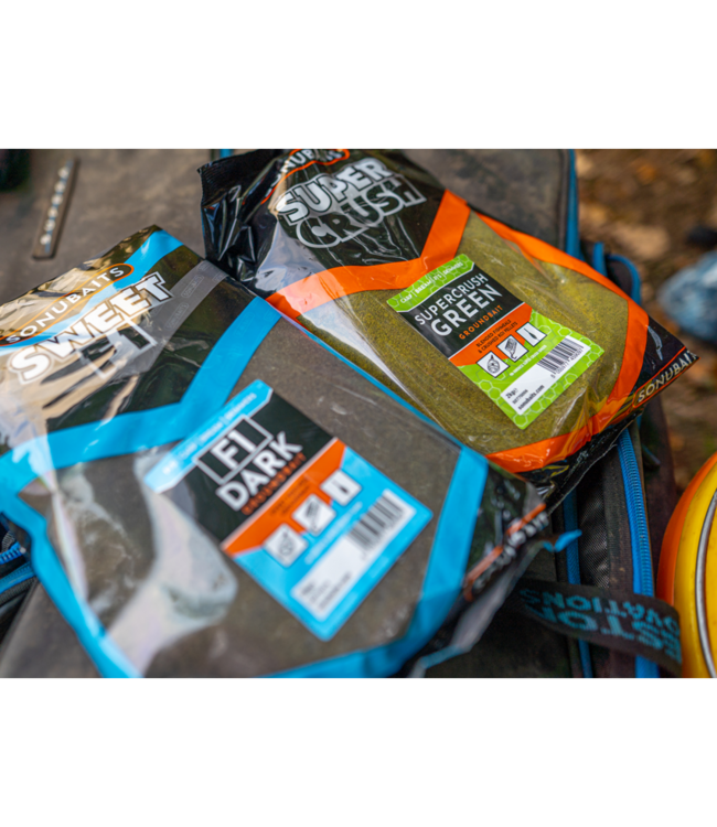 Sonubaits Super Crush Green Groundbait 2kg – Amorce de Pellets Koi Verts Finement Broyés avec Forte Odeur Fishmeal pour Method Feeder et Brèmes