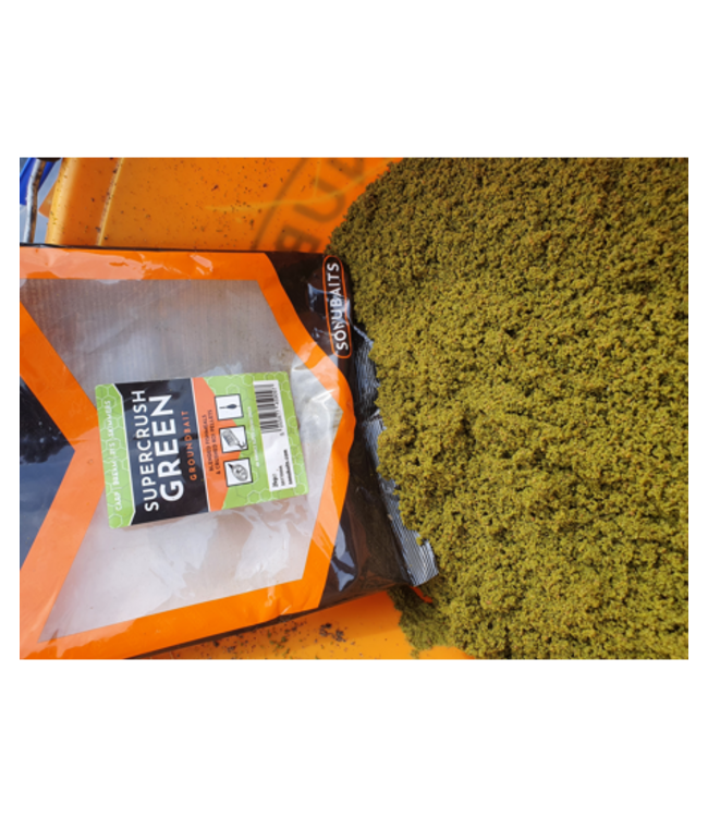 Sonubaits Super Crush Green Groundbait 2kg – Amorce de Pellets Koi Verts Finement Broyés avec Forte Odeur Fishmeal pour Method Feeder et Brèmes