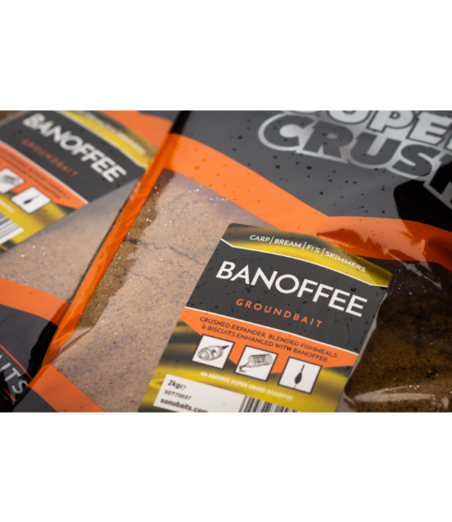 Sonubaits Super Crush Banoffee Groundbait 2kg – Amorce Banoffee avec Fishmeal, Crushed Expander et Biscuit pour Method Feeder et Coupelle