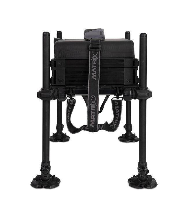 Matrix F25 Pro Super Lite Seatbox Black – Leichte Aluminium-Sitzkiepe mit 25mm Beinen, Deep Side Drawer und gepolstertem Sitz