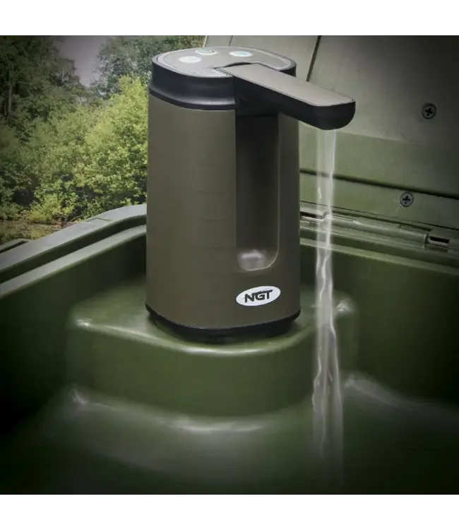 NGT Auto Water Tap – USB-wiederaufladbarer automatischer Wasserhahn mit klappbarer Düse und Timer-Tasten für Bivvy, Camping und Wasserkanister