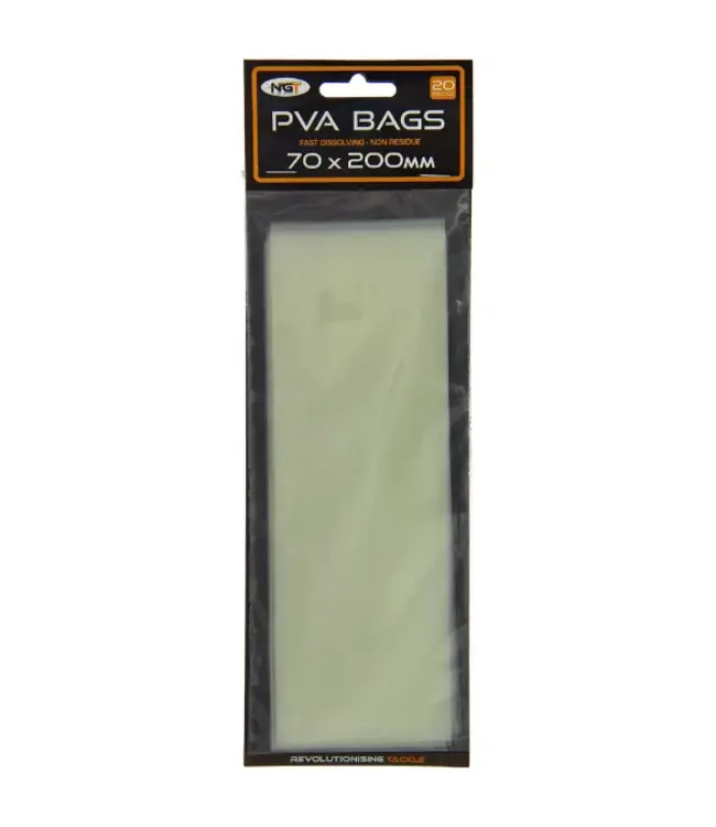 NGT PVA Bags – Sachets PVA à Dissolution Rapide pour Pellets, Bouillettes Broyées, Crumb et Fines Particules, Disponibles en 70x100mm, 100x130mm et 70x200mm