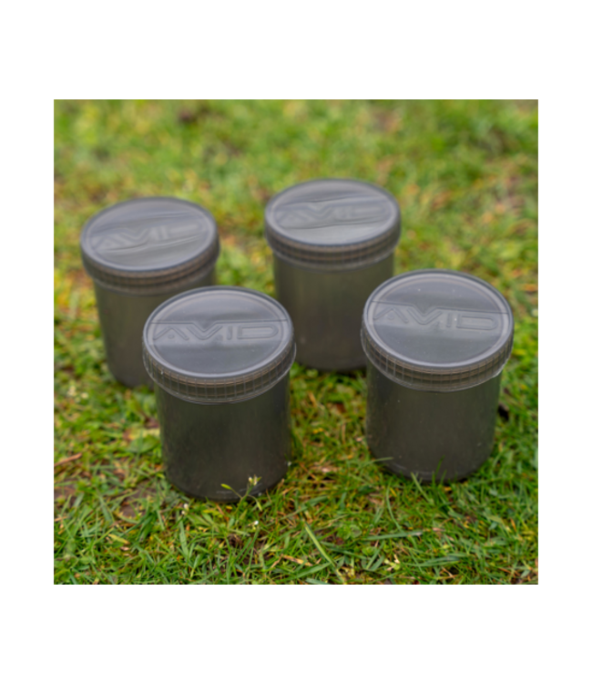 Avid Carp Hookbait Pots Large – Grands Pots Smoke Grey pour Esches avec Couvercle Étanche à Vis et Joint O-Ring