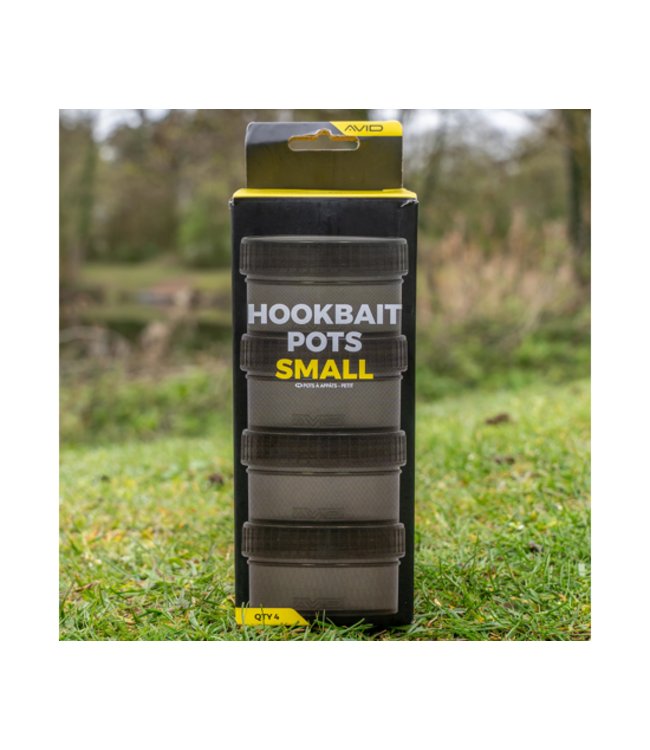 Avid Carp Hookbait Pots Small – Petits Pots Smoke Grey pour Esches avec Couvercle Étanche à Vis et Joint O-Ring