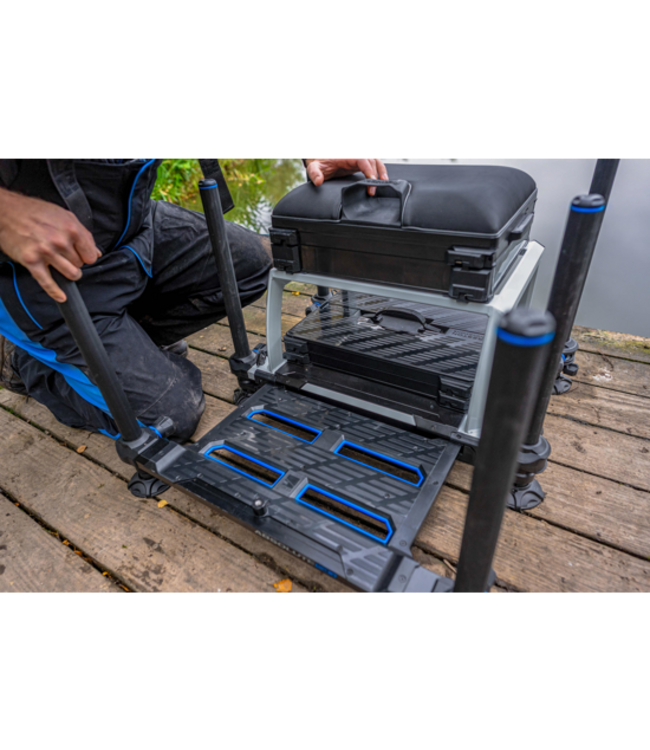Preston Absolute 5G Station – Lichtgewicht Modulaire Zitkist met 6 Telescopische 36mm Poten, Full-Access Ladesysteem en Mag Lok Units
