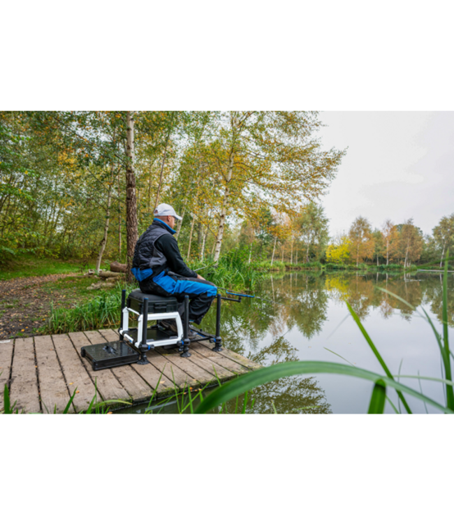 Preston Absolute 5G Station – Lichtgewicht Modulaire Zitkist met 6 Telescopische 36mm Poten, Full-Access Ladesysteem en Mag Lok Units