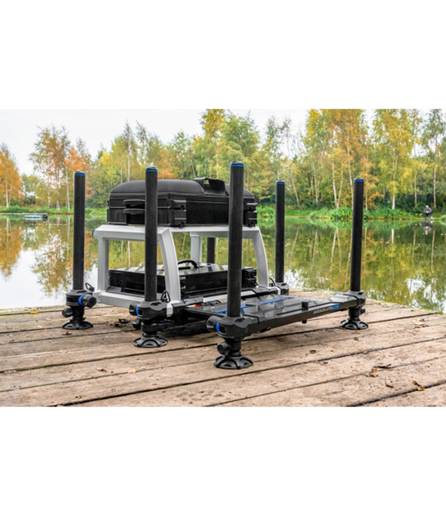 Preston Absolute 5G Station – Lichtgewicht Modulaire Zitkist met 6 Telescopische 36mm Poten, Full-Access Ladesysteem en Mag Lok Units