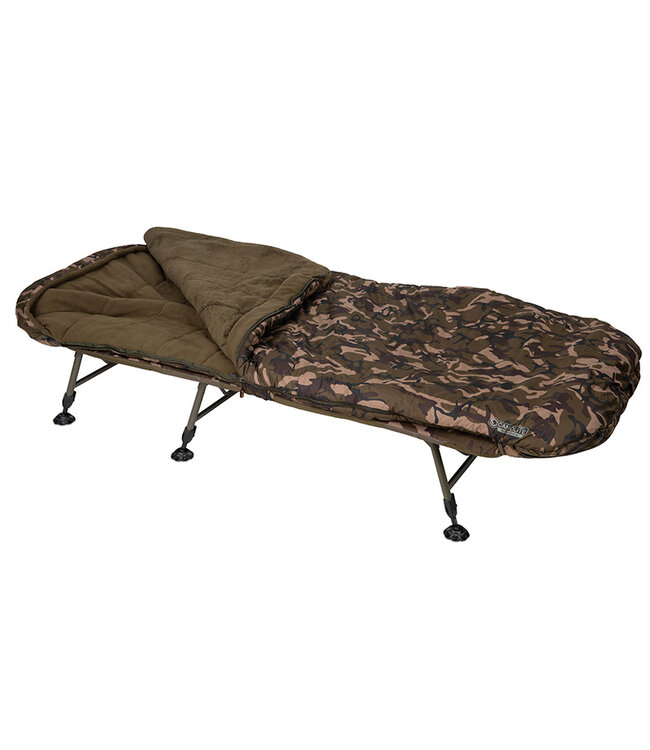 Fox Camolite Sleeping Bag – Sac de Couchage Carpe Chaud avec 7 Core Hollow Fibre, Micro-Fleece, Sherpa Fleece et Hot-Foot-Pocket