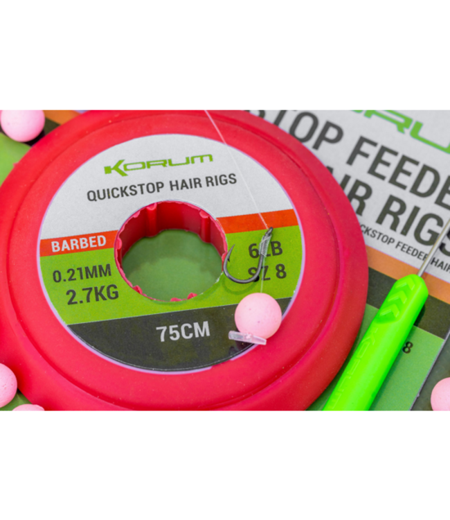 Korum Limitless Quickstop Feeder Hair Rigs Barbed 1m – Lange Quickstop Hair Rigs met Weerhaak voor Wormen, Maïs, Pellets, Boilies en Meat