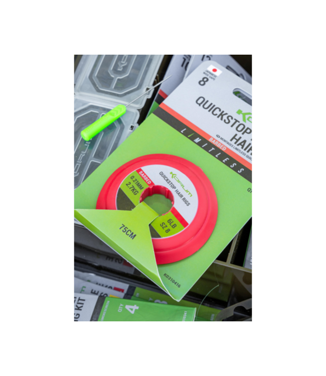 Korum Limitless Quickstop Feeder Hair Rigs Barbed 1m – Lange Quickstop Hair Rigs met Weerhaak voor Wormen, Maïs, Pellets, Boilies en Meat