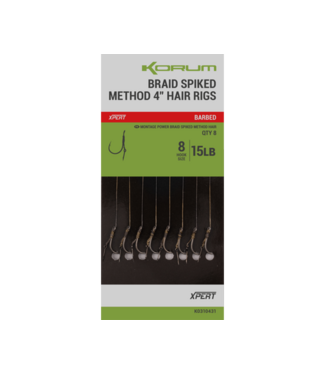 Korum 4" Power Braid Spiked Method Hair Rigs Barbed – Sterke Method Feeder Rigs