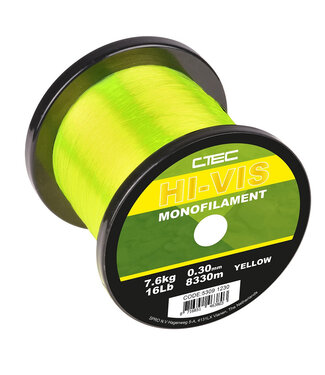 C-Tec Hi-Vis Monofilament Yellow 7790m 0,25mm – Gut sichtbare gelbe Angelschnur