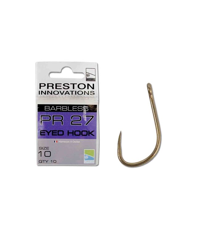 Preston PR 27 Eyed Hook Barbless (10 pcs)