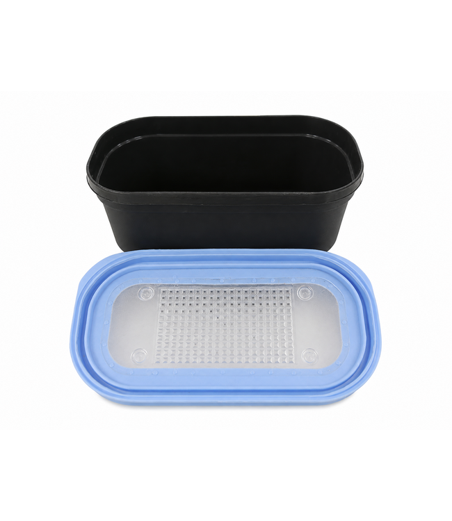 Reniers Fishing Square Bait Box 500ml – Compacte Aasdoos met Geventileerd Deksel voor Maden, Casters en Wormen