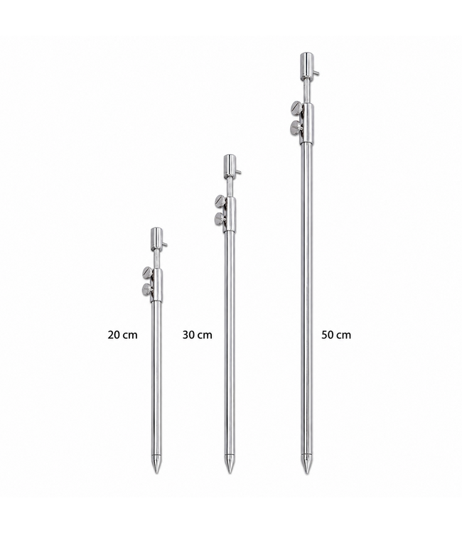 Reniers Fishing RVS Bankstick 2 Screw – Roestvrije Verstelbare Bankstick met Dubbele Schroef voor Accessoires en Leefnetten