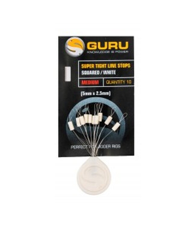 Guru Super Tight Line Stops Squared White – Stoppeurs Carrés pour Jigga & Waggler