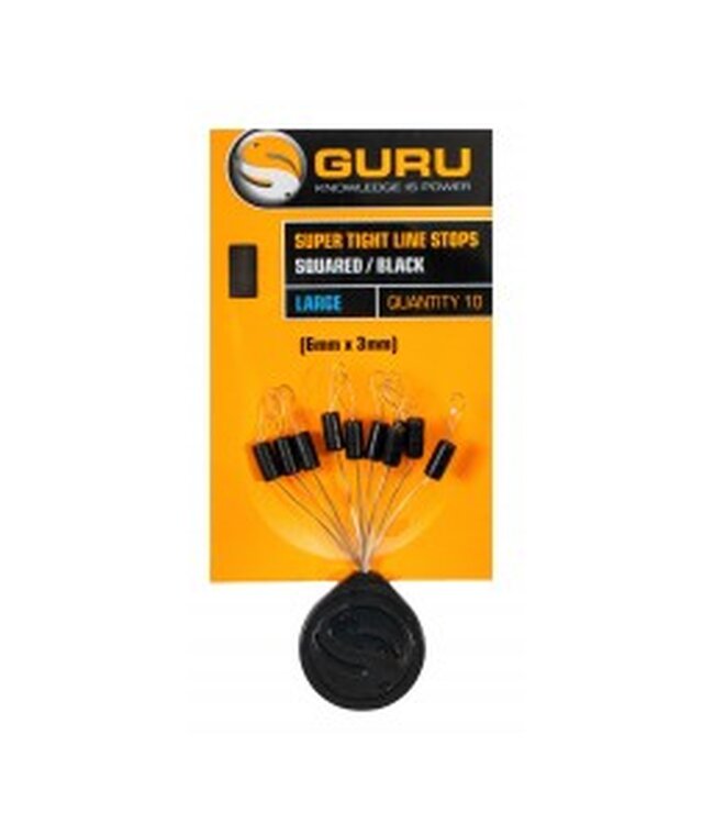 Guru Super Tight Line Stops Squared Black – Stoppeurs Carrés pour Waggler & Feeder