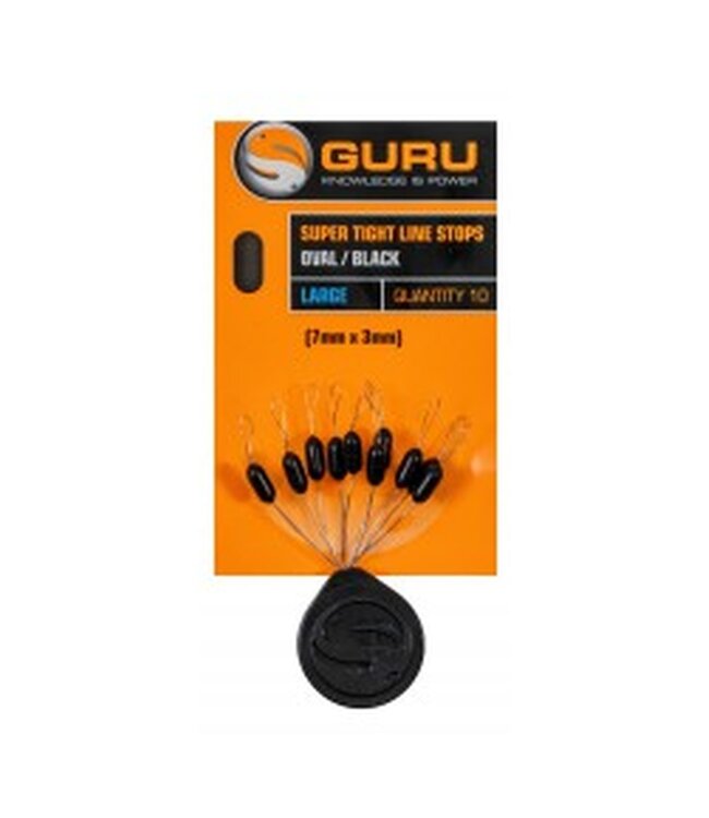 Guru Super Tight Line Stops Oval Black – Stoppeurs Ovales pour Waggler & Feeder