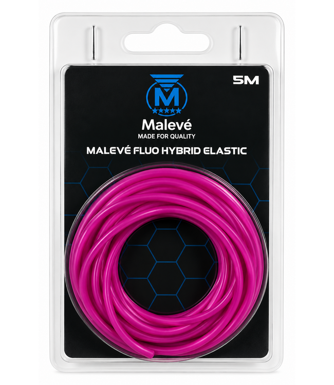 Malevé Soft Fluo Hybrid Elastic 5m – Soepel Hybride Elastiek voor Commercials, F1 & Karper – 1.2 tot 2.8mm