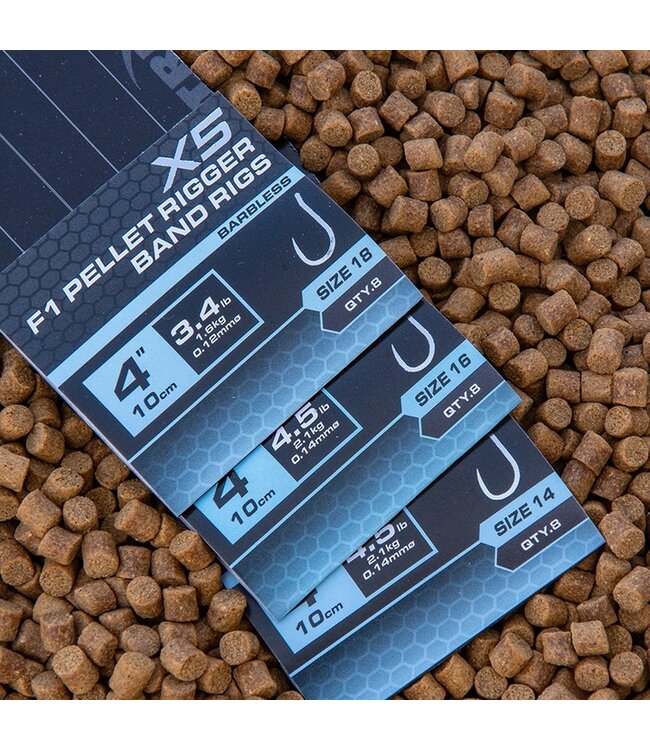Matrix X5 F1 Pellet Rigger 10cm Band Rig – Bas de Ligne pour Pellets et Casters 8pcs