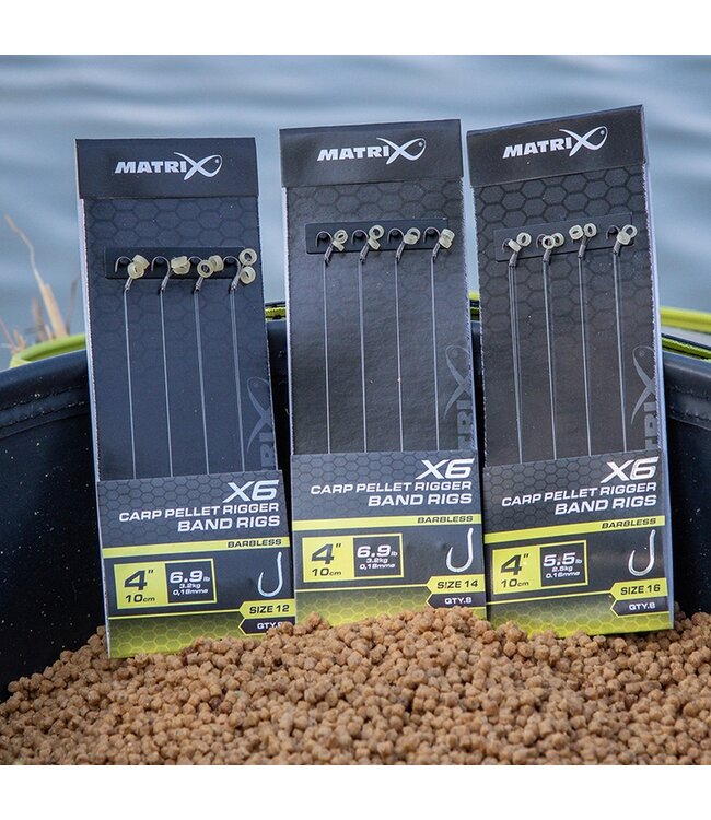 Matrix X6 Carp Pellet Rigger 10cm Band Rig – Bas de Ligne Carpe pour Pellets 8pcs