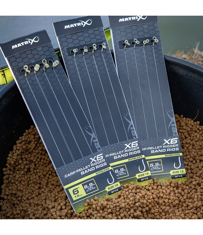 Matrix X6 Carp Pellet Rigger 15cm Band Rig – Karpfenvorfach für Pellets 8St.