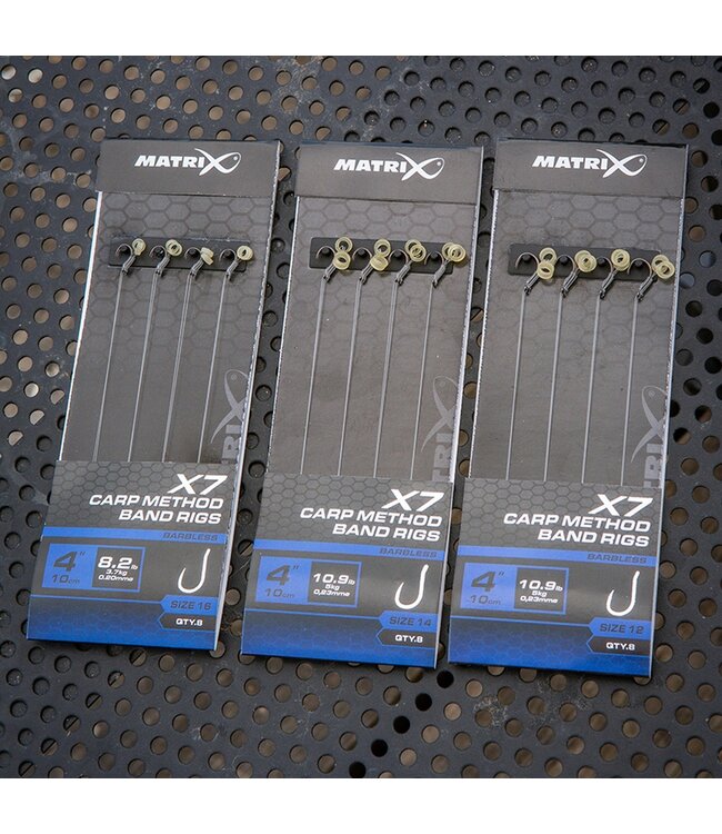 Matrix X7 Carp Method 10cm Band Rig – Bas de Ligne Method Feeder pour Pellets 8pcs