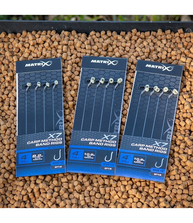 Matrix X7 Carp Method 10cm Band Rig – Bas de Ligne Method Feeder pour Pellets 8pcs