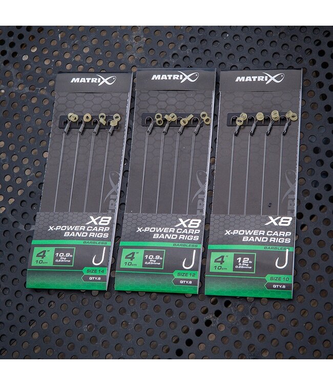 Matrix X8 X-Power Carp 10cm Band Rig – Bas de Ligne Method Feeder Renforcé 8pcs