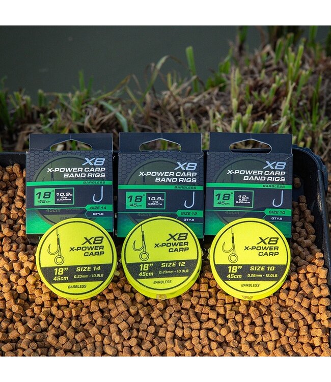 Matrix X8 X-Power Carp 45cm Band Rig – Bas de Ligne Carpe Renforcé 8pcs
