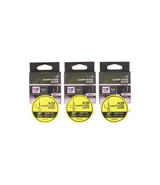 Matrix X9 Carp Wide Gape 45cm Band Rig Barbless (8 pcs)