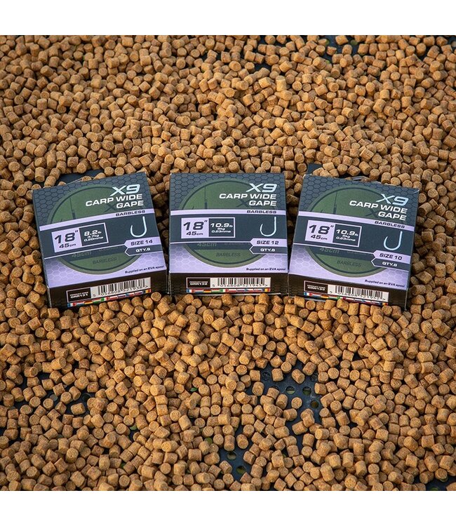 Matrix X9 Carp Wide Gape 45cm Band Rig – Bas de Ligne Carpe pour Pellet & Waggler 8pcs