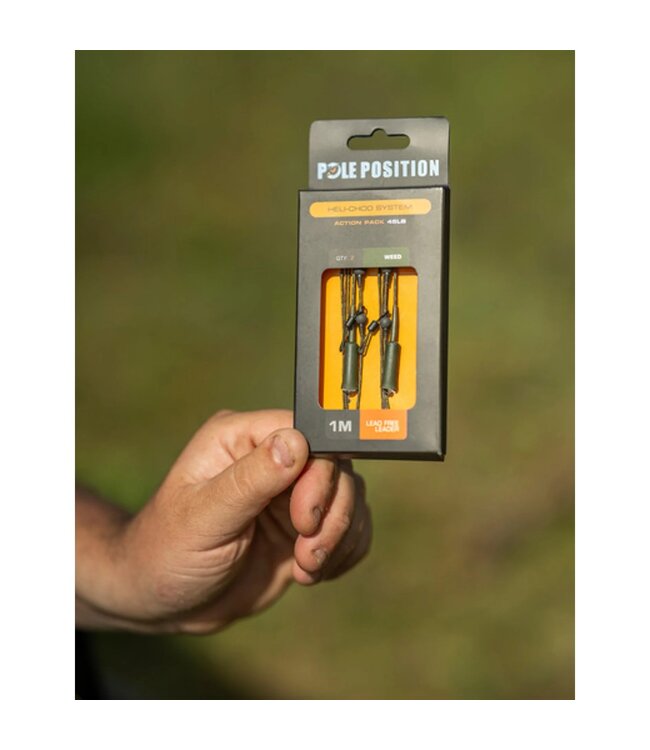 Pole Position Heli-Chod Action Pack 45LB Weed – leaders carpe 1m, 3 pièces