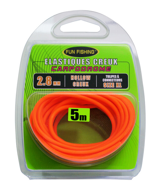 Fun Fishing Élastique Creux 5m – Élastique Double Paroi pour Carpe de 2.4mm à 3.2mm