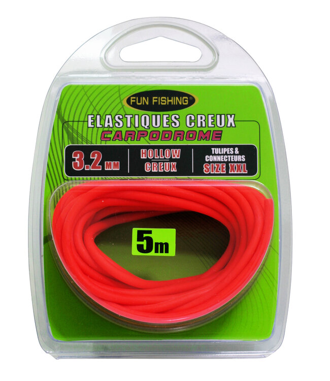 Fun Fishing Élastique Creux 5m – Élastique Double Paroi pour Carpe de 2.4mm à 3.2mm