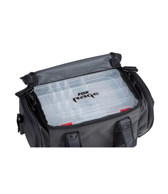 Fox Rage Medium Lure Carryall – Roofvistas met 4 Tackleboxen en Hengelhouder