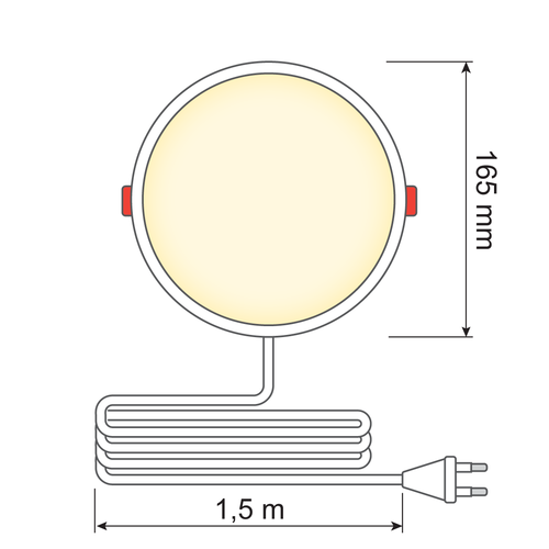 LED-Downlight rund - 12 Watt - Ø 165 mm