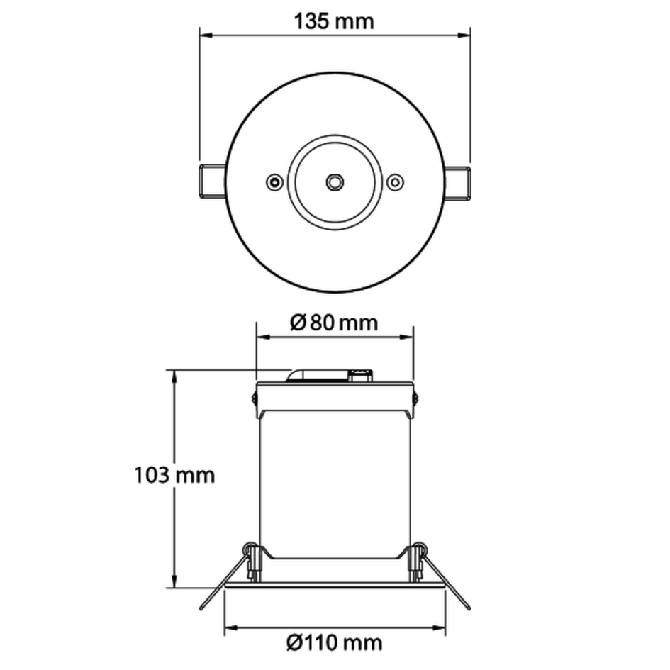 Sicherheitsleuchte LED Spot zur Einbaumontage, 2 Watt