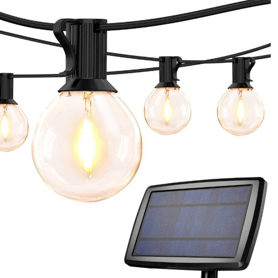 Solar Lichterkette für den Außenbereich mit 20 kleinen runden Lichtern - 10 Meter (IP20 Lampen)