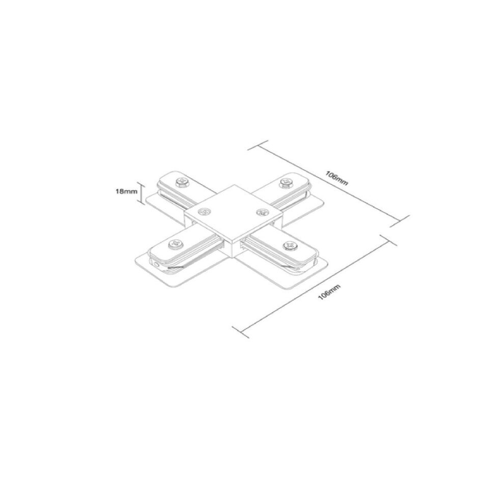 X-Verbindung für einphasige Schienen - schwarz