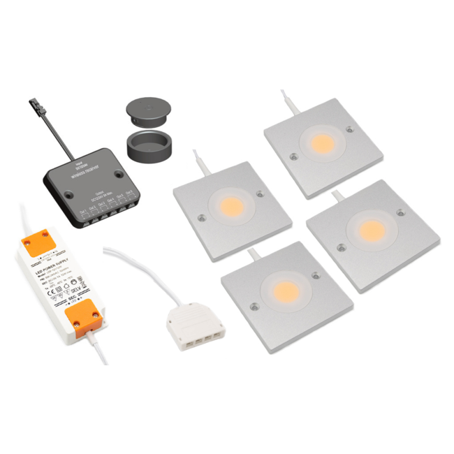 LED-Schrankbeleuchtung Alina komplettes Set mit 4 Spots