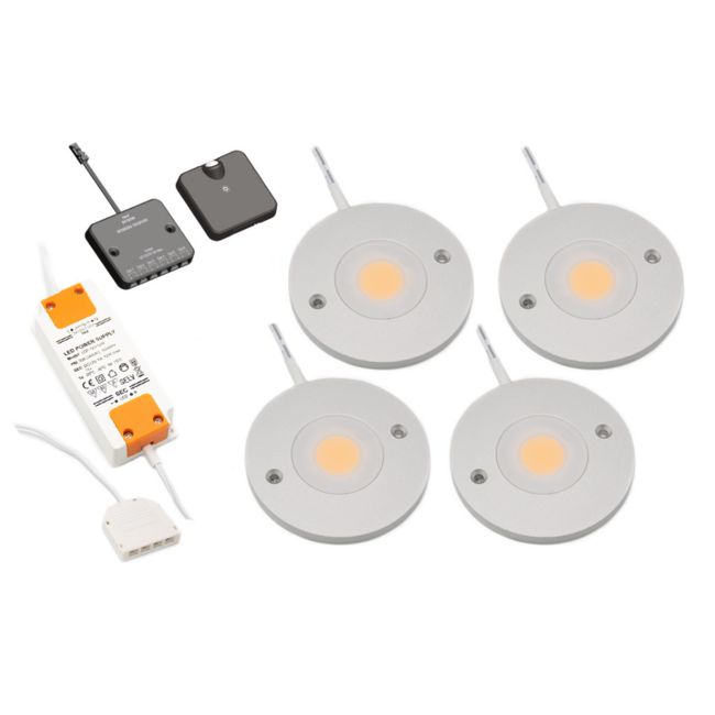 LED-Schrankbeleuchtung Kaya komplettes Set mit 4 Spots