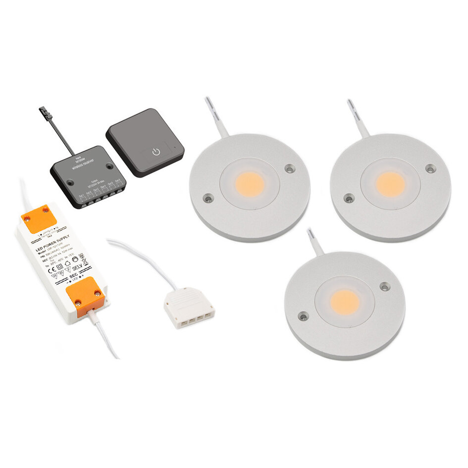 LED-Schrankbeleuchtung Kaya komplettes Set mit 3 Strahlern