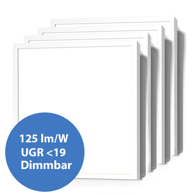 Dimmbares LED Panel Set 4 Stück, 60x60cm, UGR<19, 30W, 4000K - 125lm/W