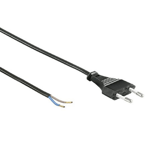 Zuleitung mit Stecker schwarz, 2 m - 2 x 0,75 mm